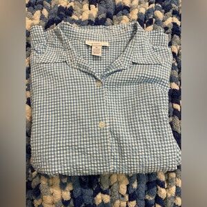 Susan Graver Blue and White Casual Button Down Shirt